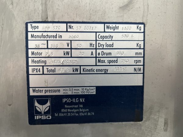 Pralnicowirówka wolnostojąca wysokoobrotowa IPSO HFP-570 (INV: 361)